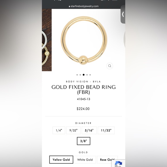 BVLA fixed bead ring - solid yellow gold - 3/8" - Picture 2 of 2